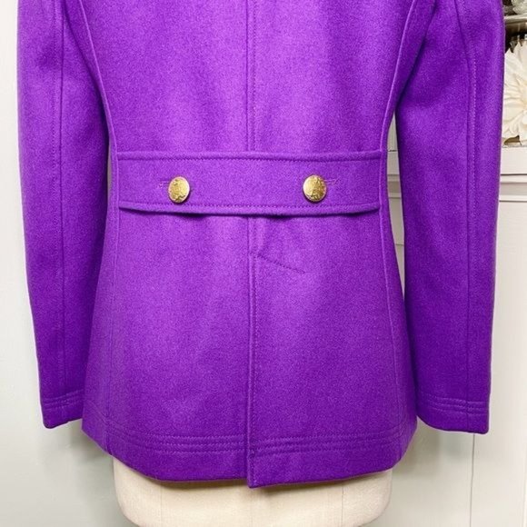 J. Crew Purple Wool Peacoat Classic Dress Coat 4 Small - Picture 8 of 10